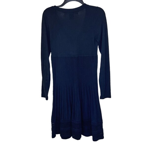 Max Studio Sweater Dress S Black Textured Long Sleeve Pleated Mini Size Small - Picture 2 of 9